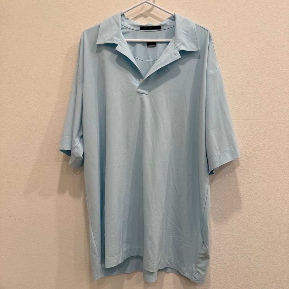 Nike Tiger Woods Mens XXL Light Blue Dri-Fit Golf Polo Shirt Performance Casual